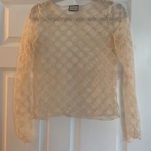 Medium cream Gucci lace top